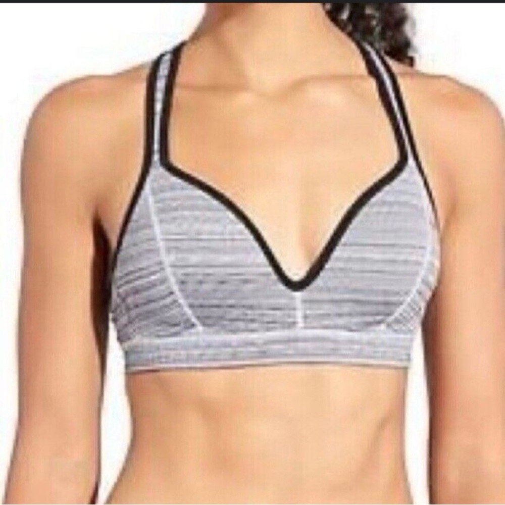 Athleta Gray & White Sports Bra Size Medium